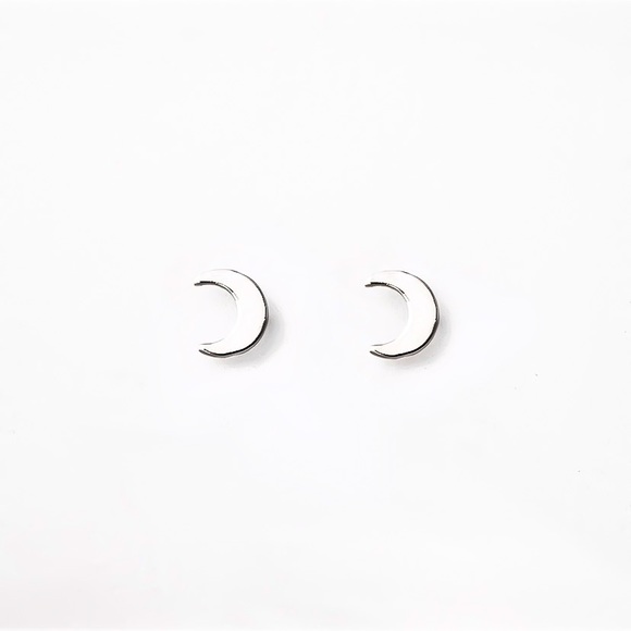 🌙 925 Sterling Silver Crescent Moon Stud Earrings Cartilage Helix Tragus Rook - Picture 2 of 9